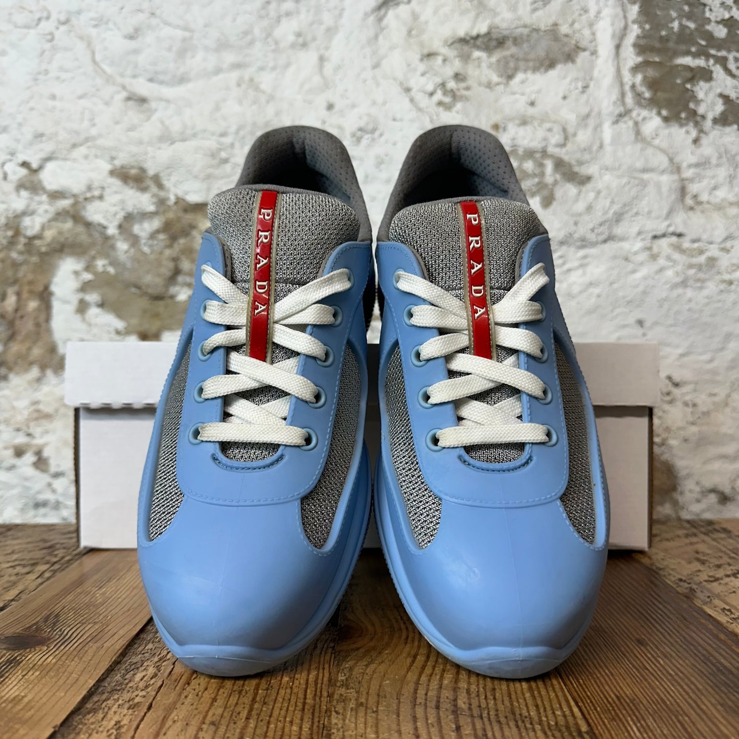 Prada Americas Cup Light Blue Rubber Sneaker Sz 8 (41)