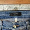 Amiri Distressed Side Spell Blue Denim Jeans Sz 32
