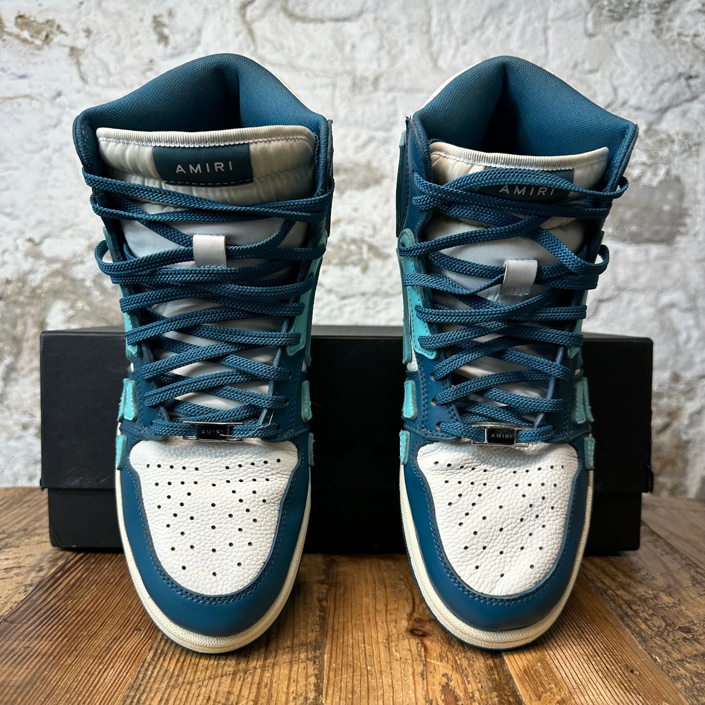 Amiri High Teal Blue Skeleton Navy White Sneaker Sz 10 (43)