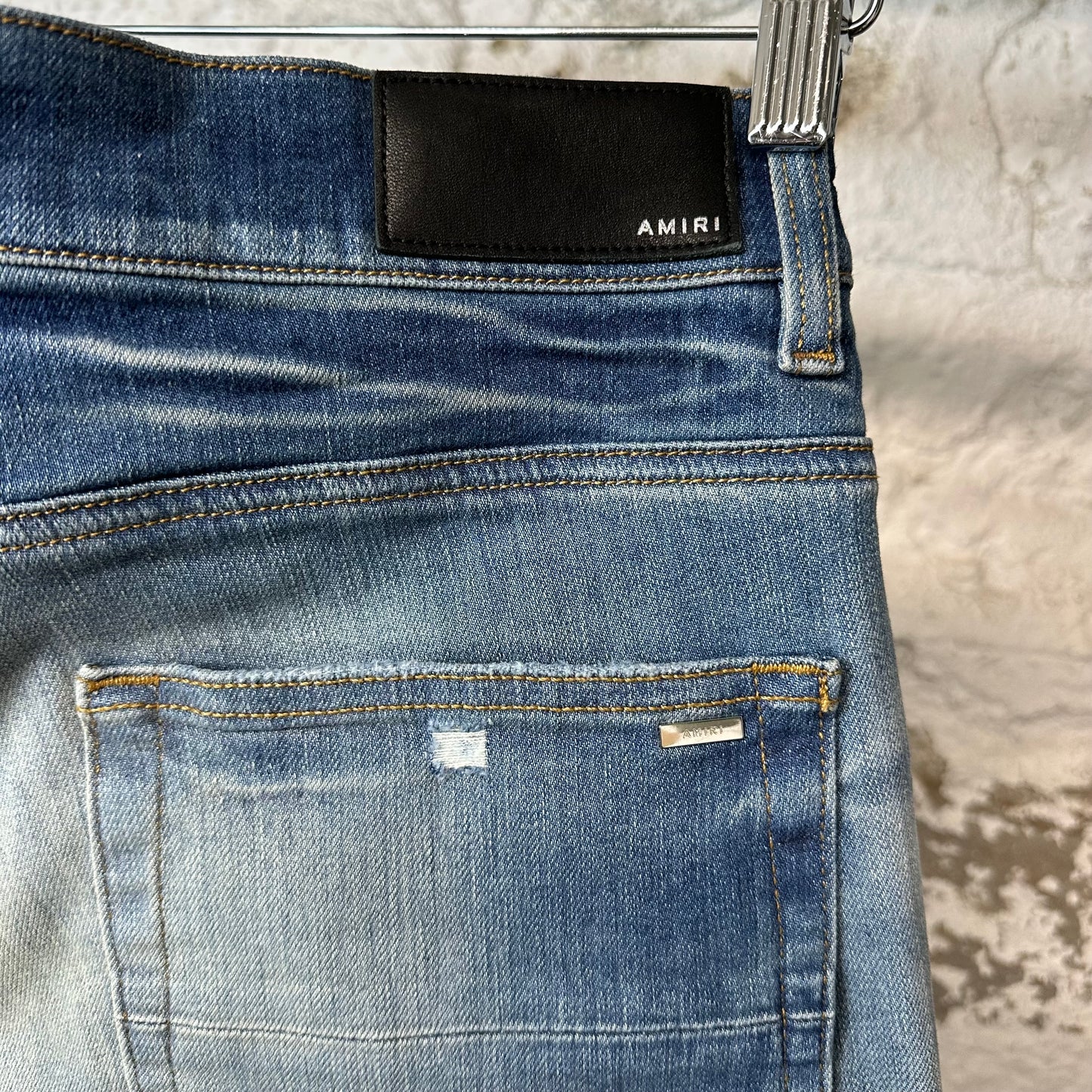 Amiri Plain Blue Honeycomb Denim Jeans Sz 33