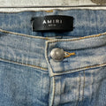 Amiri MX1 Cream Suede Blue Denim Jeans Sz 36