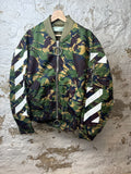 Off White Green Camo Bomber Jacket Sz L