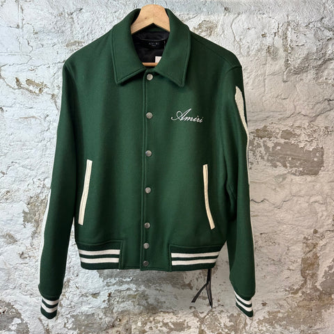 Amiri White Bone Green Varsity Jacket Sz S (46) DS