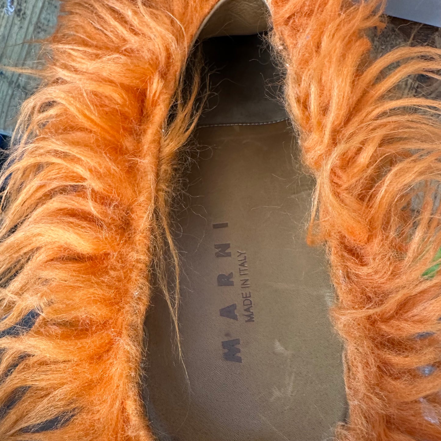 Marni Fussbett Sabot Orange Fur Mule Sz 10 (43)