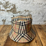 Burberry Brown Tan Plaid Bucket Hat Sz Large