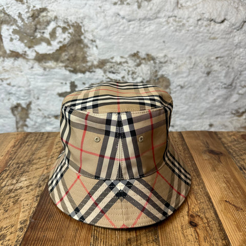 Burberry Brown Tan Plaid Bucket Hat Sz Large