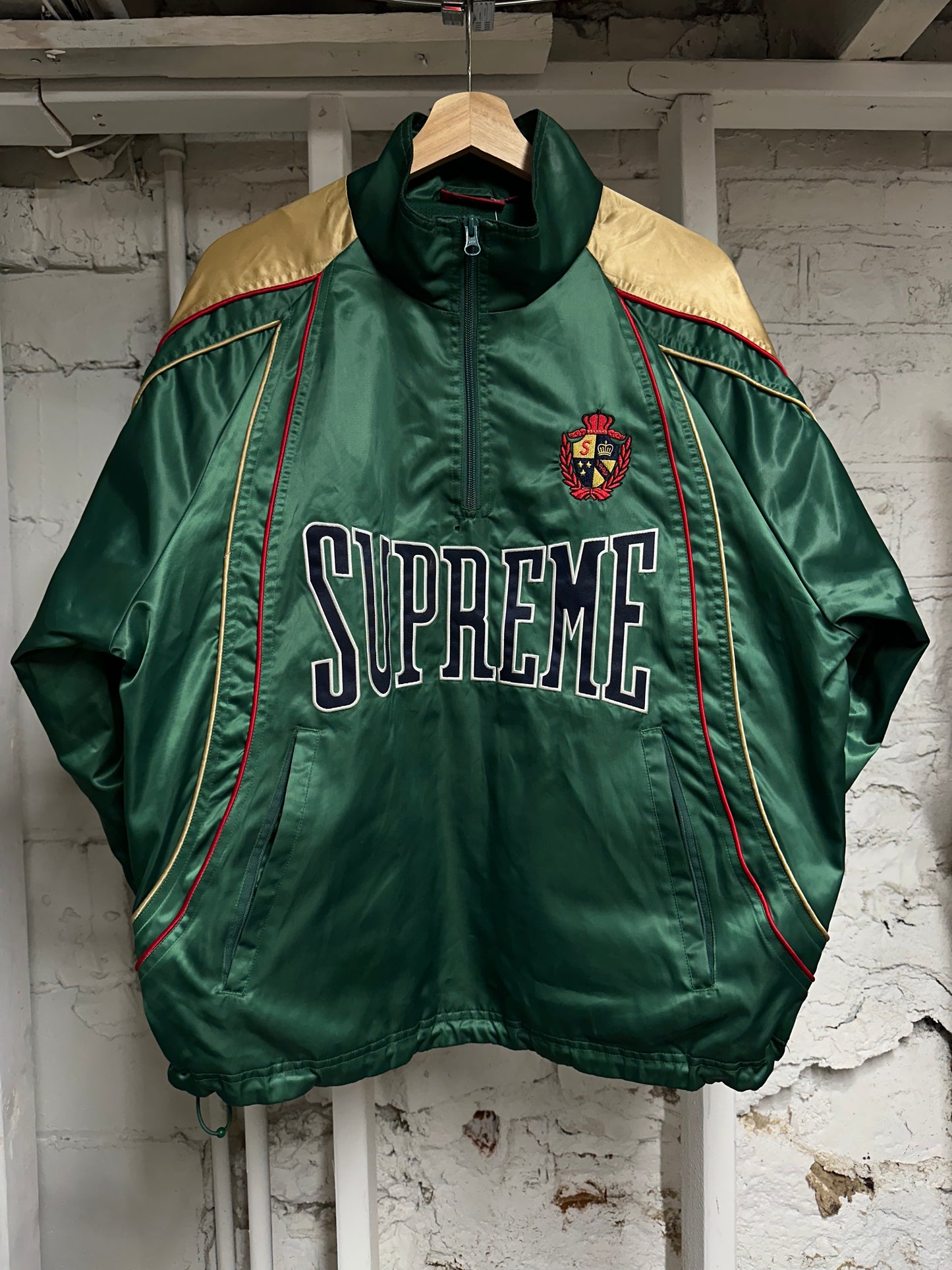 Supreme Satin Piping Pullover Jacket Green Sz M