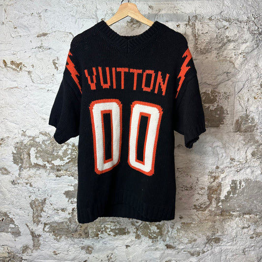 Louis Vuitton Black Orange Knit Football Jersey Sz L