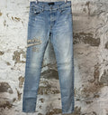 Amiri Varsity 22 Patch Blue Denim Jeans Sz 31