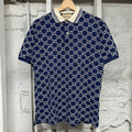 Gucci White GG Monogram Navy Polo Shirt Sz S
