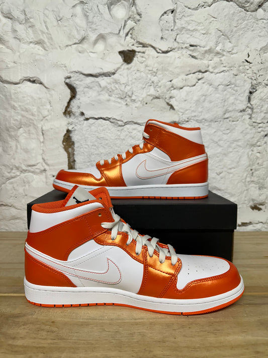 Air Jordan 1 Mid White Orange Sz 11.5 DS