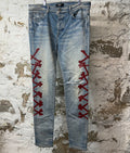 Amiri Red Bones Blue Denim Jeans Sz 38