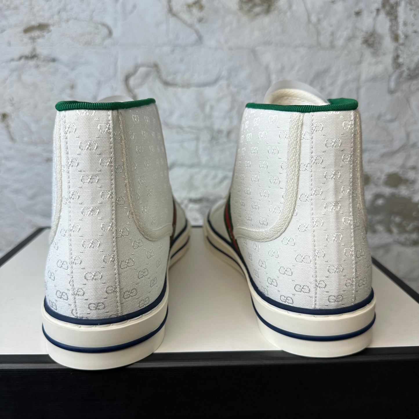 Gucci GG White Monogram High Top Sneaker Sz 9.5 DS