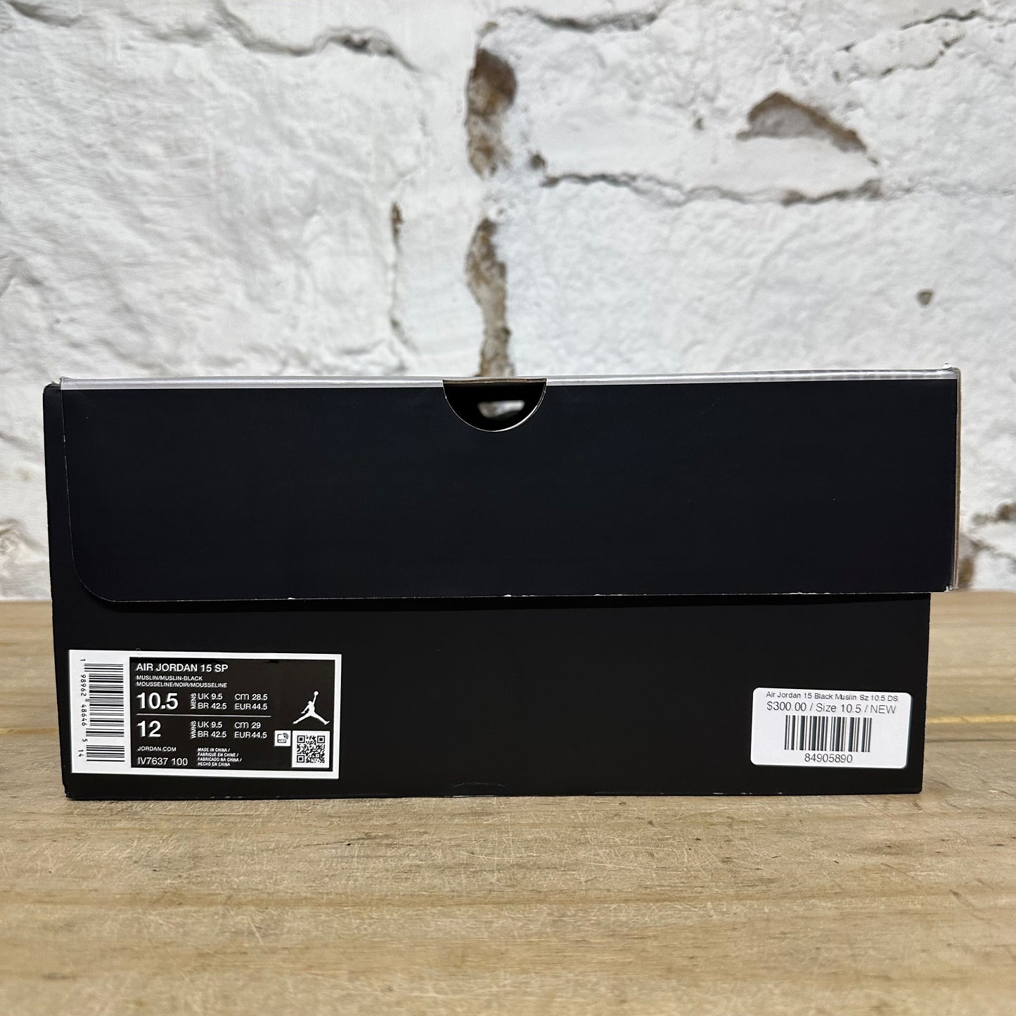Air Jordan 15 Black Muslin Sz 10.5 DS