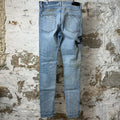 Amiri Black Old English Spell Blue Denim Jeans Sz 33
