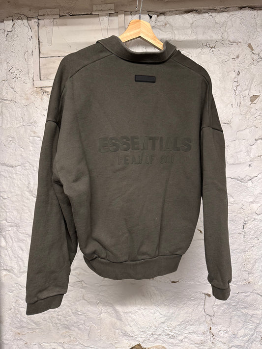 FOG Essentials Off Black Polo Sweatshirt Sz S
