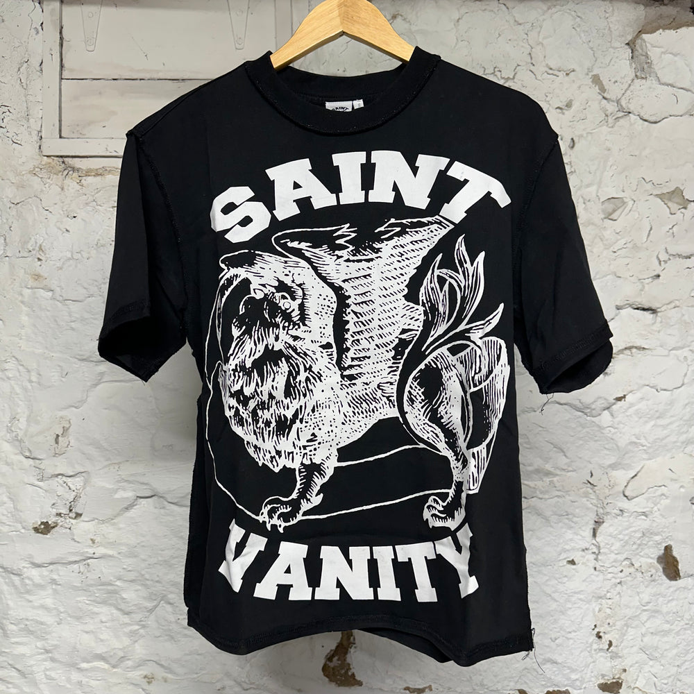 Saint Vanity White Griffin Black T-Shirt Sz S