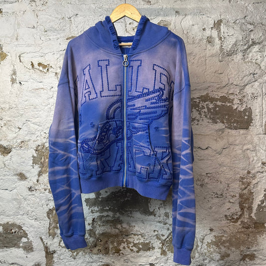 Vale Wildflower Garden Zip Up Hoodie Blue Sz M