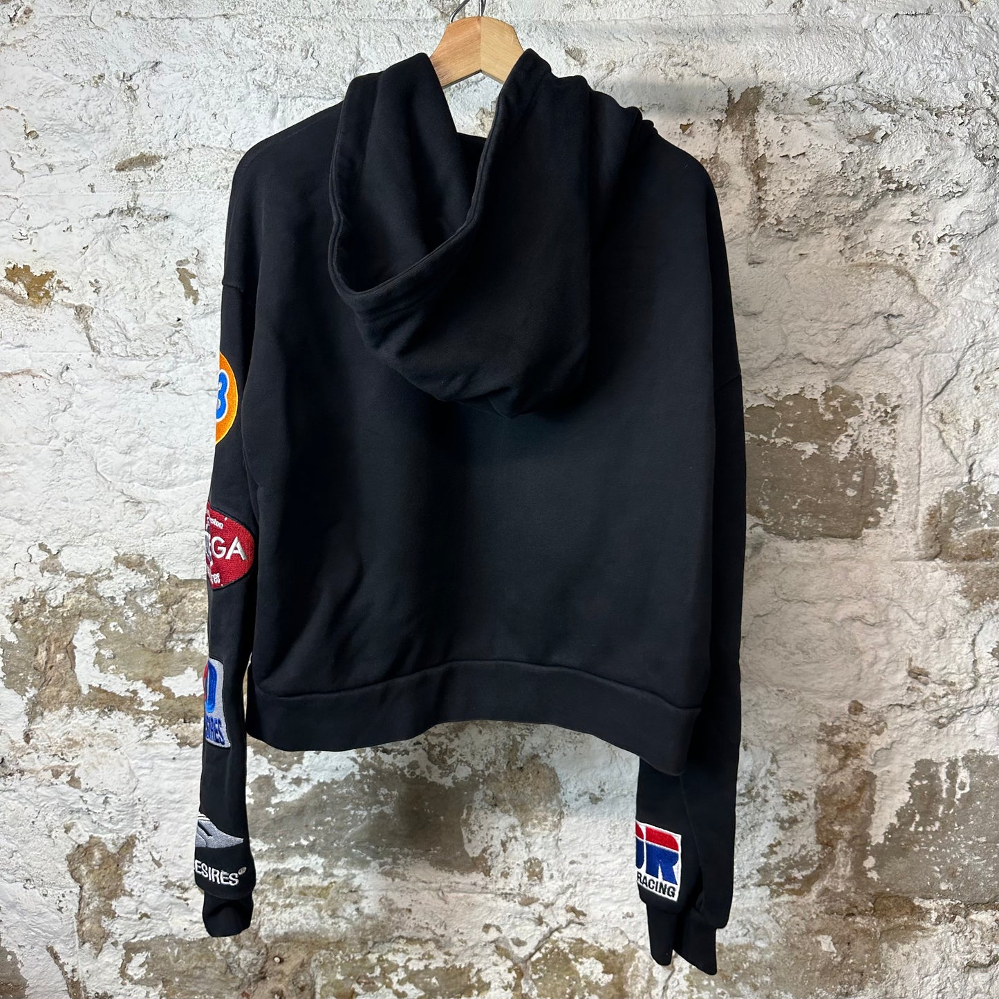 Bottega Desires Sleeve Logos Zip Up Hoodie Black Sz S