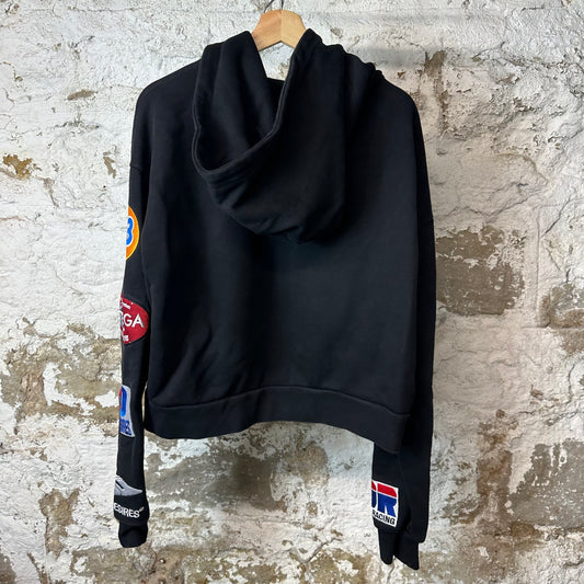 Bottega Desires Sleeve Logos Black Zip Up Hoodie Sz S
