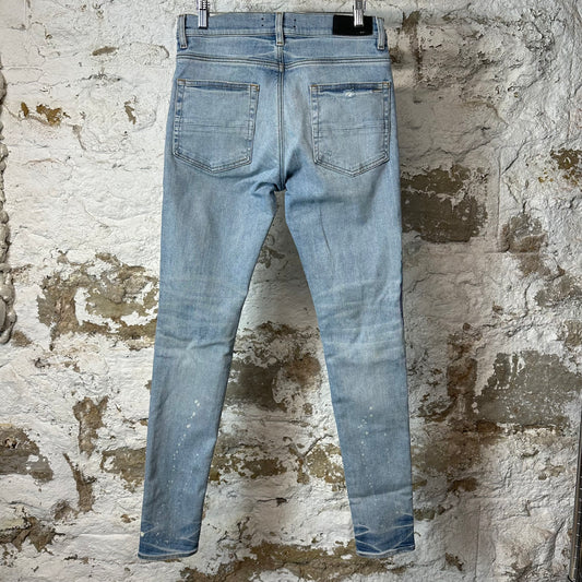 Amiri Paint Drip Spell Blue Denim Jeans Sz 31
