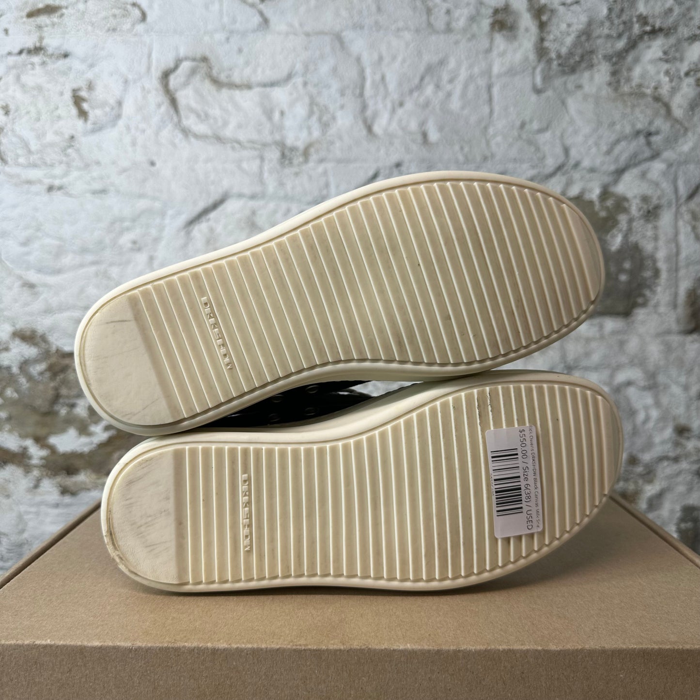 Rick Owens DRKSHDW Black Canvas Milk Sneaker Sz 6 (38)