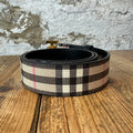 Burberry Gold TB Plaid Belt Sz (85/34)