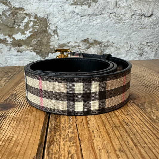 Burberry Gold TB Plaid Belt Sz (85/34)