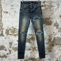 Amiri MX1 Blue Suede Waxed Blue Denim Jeans Sz 28