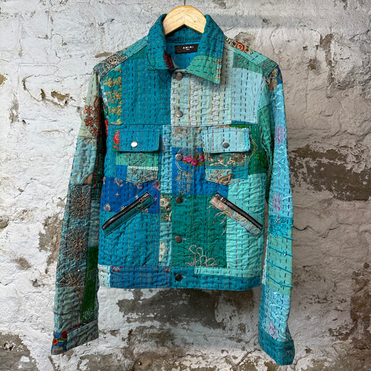 Amiri Quilted Patches Multicolor Button Up Jacket Sz S