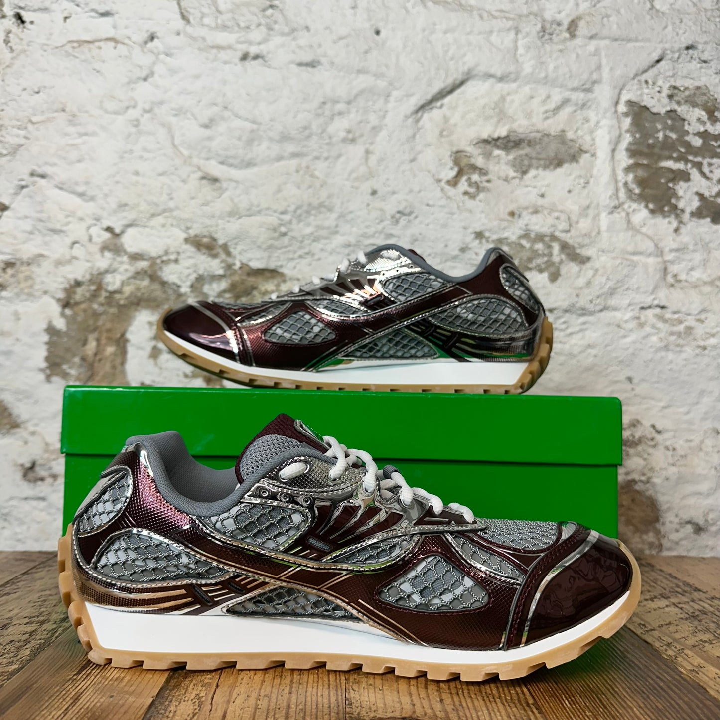 Bottega Veneta Burgundy Silver Orbit Sneaker Sz 12 (45)