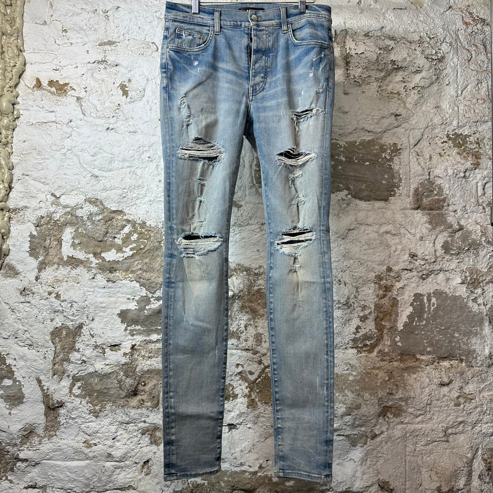 Amiri Distressed Blue Denim Jeans Sz 32