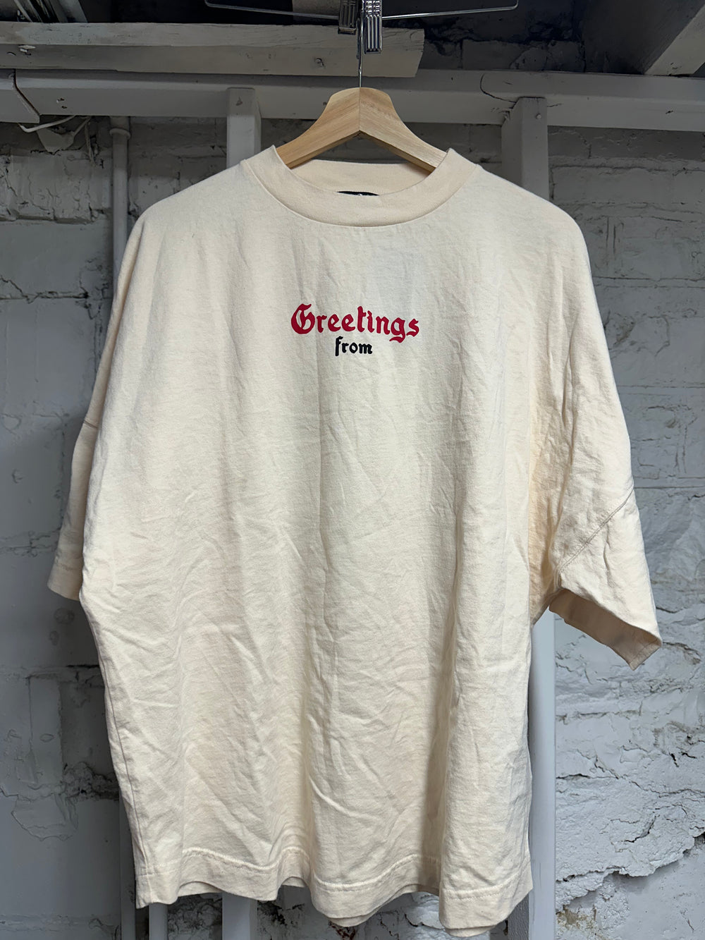 Palm Angels Greetings From Cream T-shirt Sz S