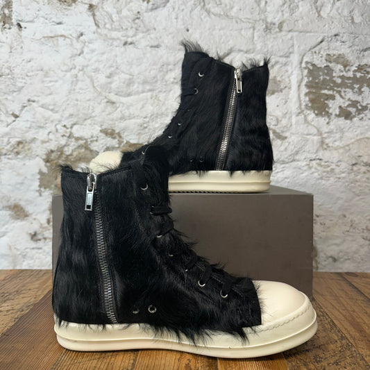 Rick Owens High Black Pony Hair Milk Sneaker Sz 10 (43)