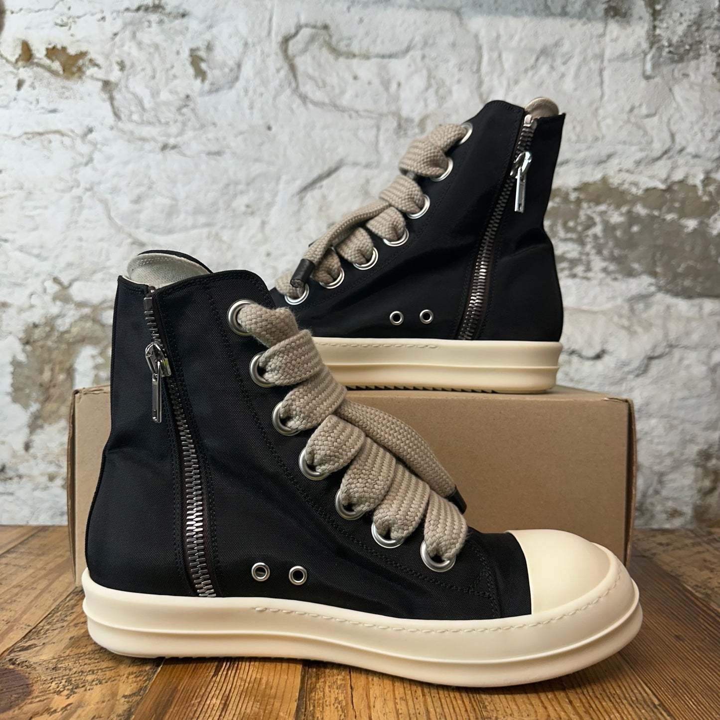 Rick Owens High Jumbo Lace Black Milk Sneaker Sz 10 (43)