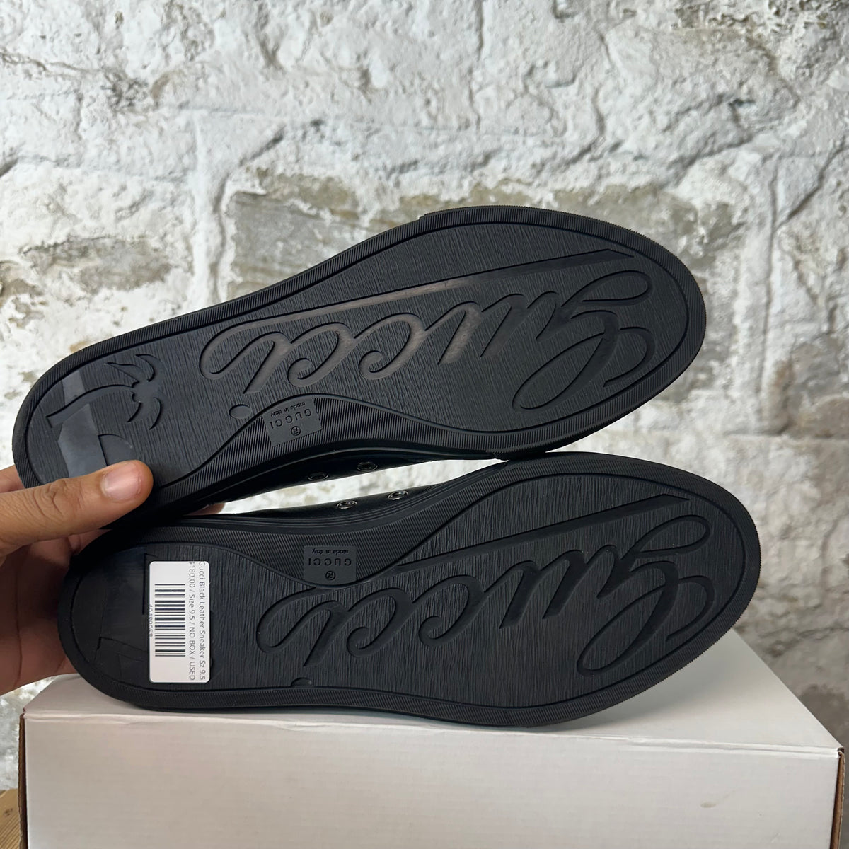 Gucci Black Leather Sneaker Sz 9.5