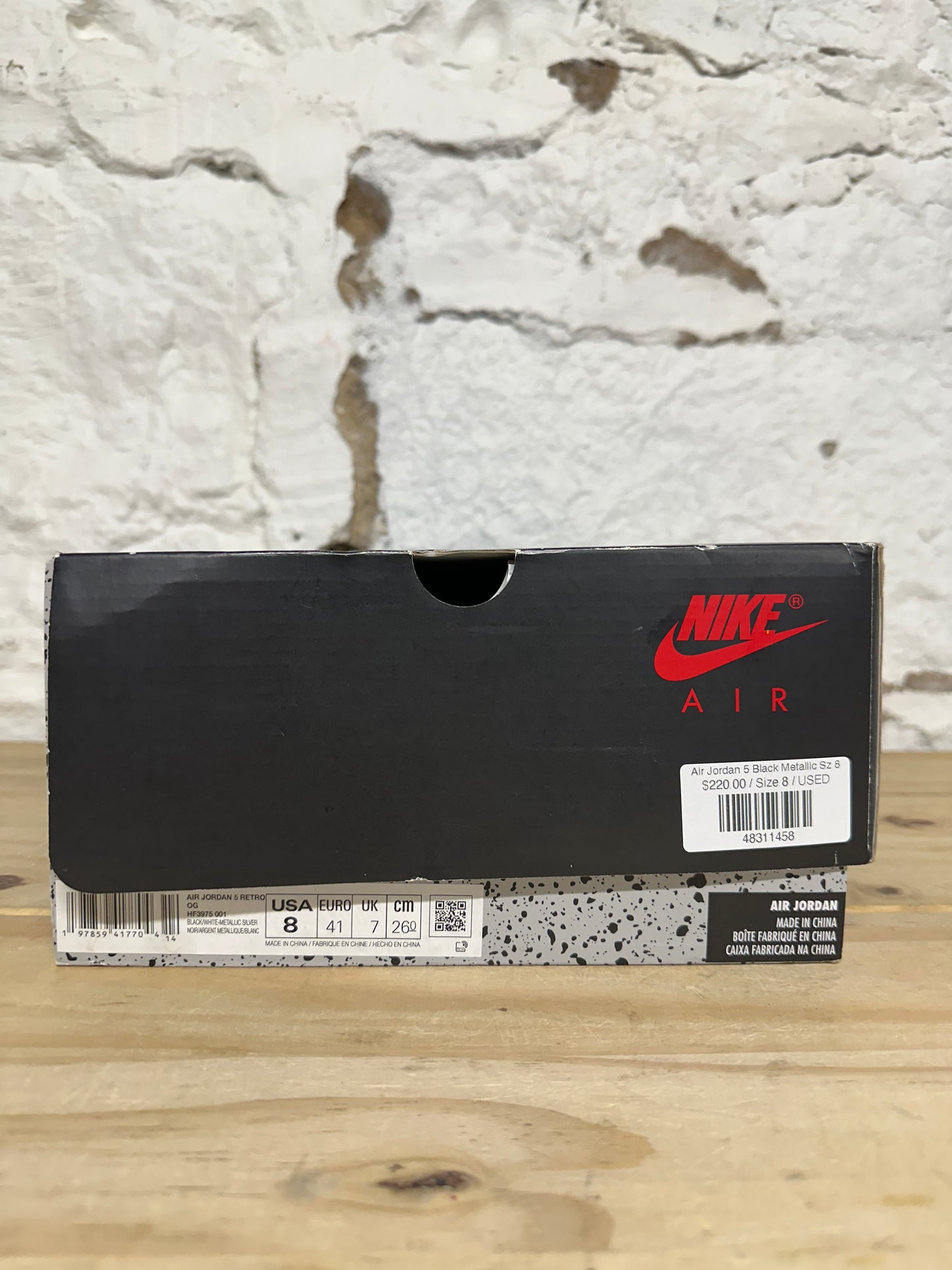 Air Jordan 5 Black Metallic Sz 8