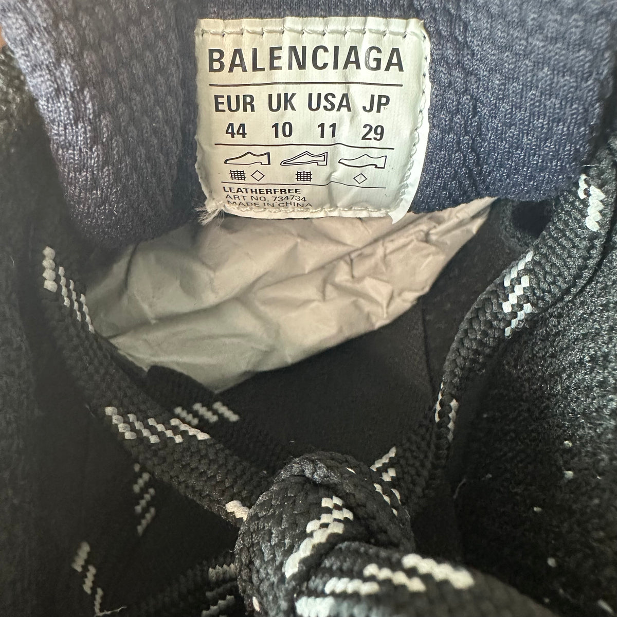 Balenciaga 3XL Black White Sneaker Sz 11 (44)