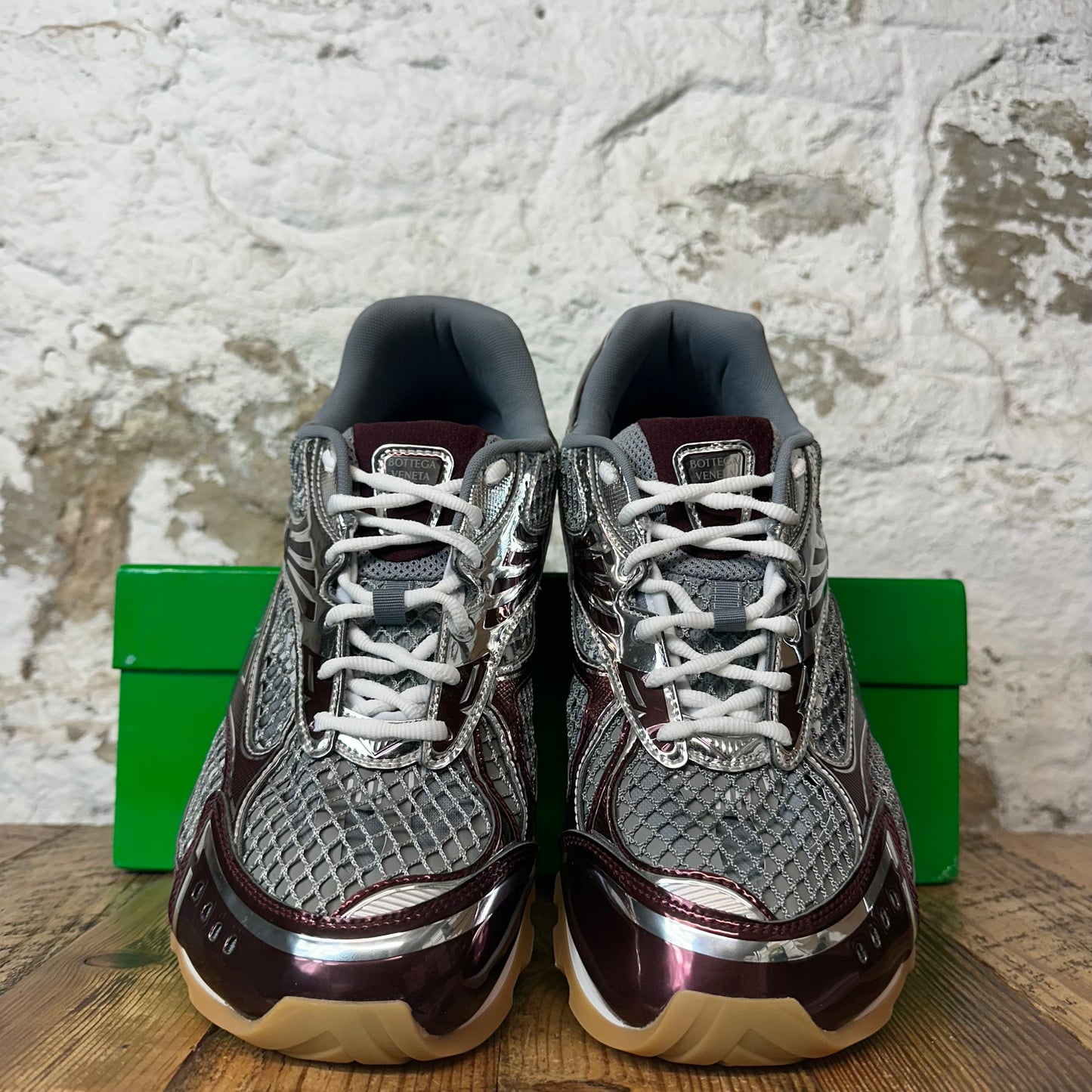 Bottega Veneta Burgundy Silver Orbit Sneaker Sz 14 (47)