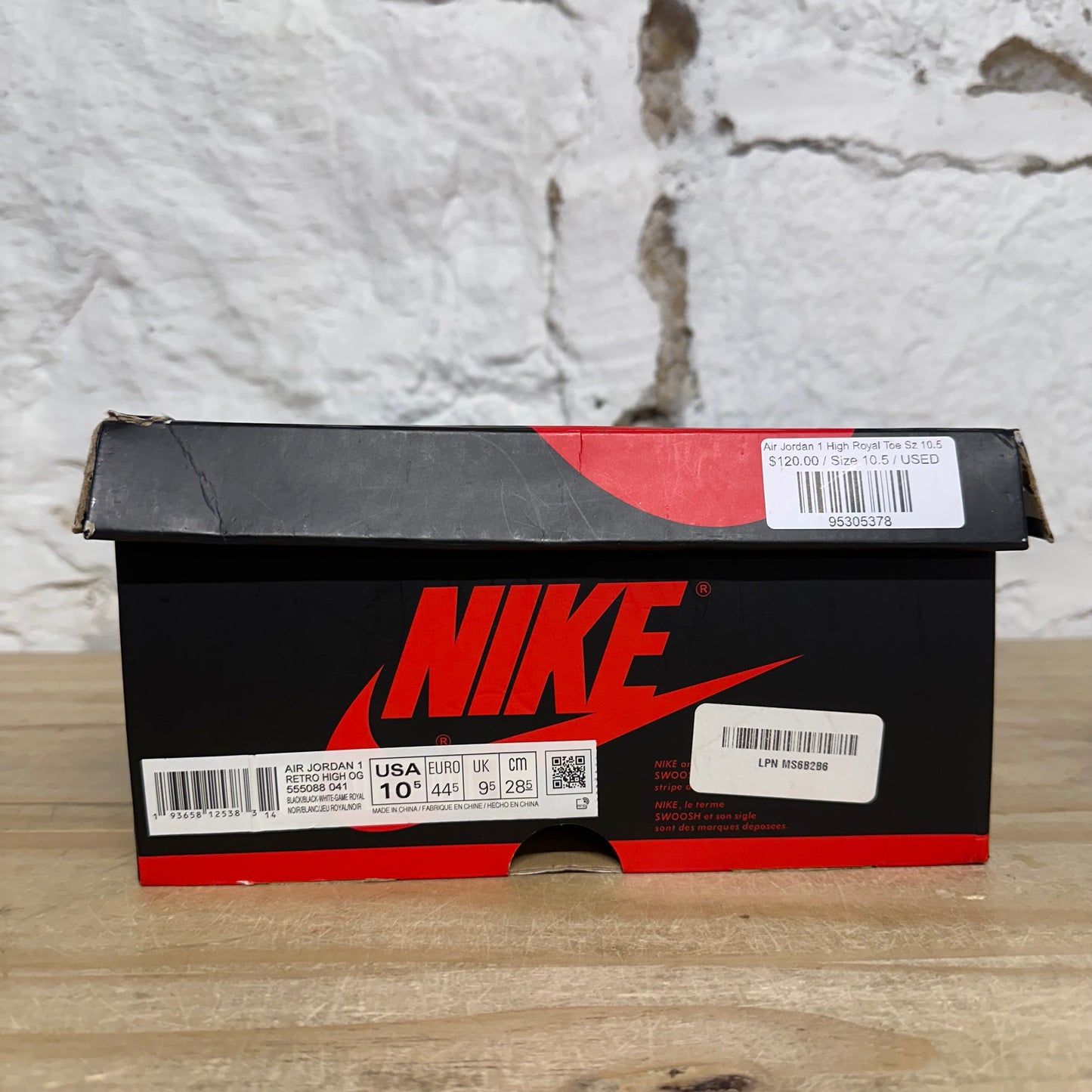 Air Jordan 1 High Royal Toe Sz 10.5