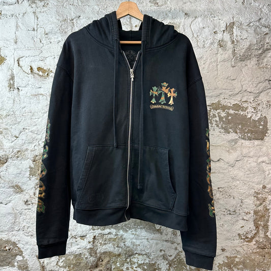 Chrome Hearts Camo Horseshoe Zip Up Hoodie Black Sz M