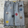 Godspeed Multicolor G Patch Light BLue Jean Shorts Sz 32