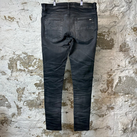 Amiri MX1 Dark Green Suede Dark Grey Denim Jeans Sz 33