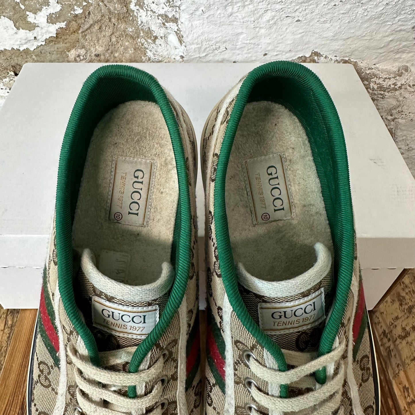 Gucci Tennis 1977 Brown Monogram Sneaker Sz 10
