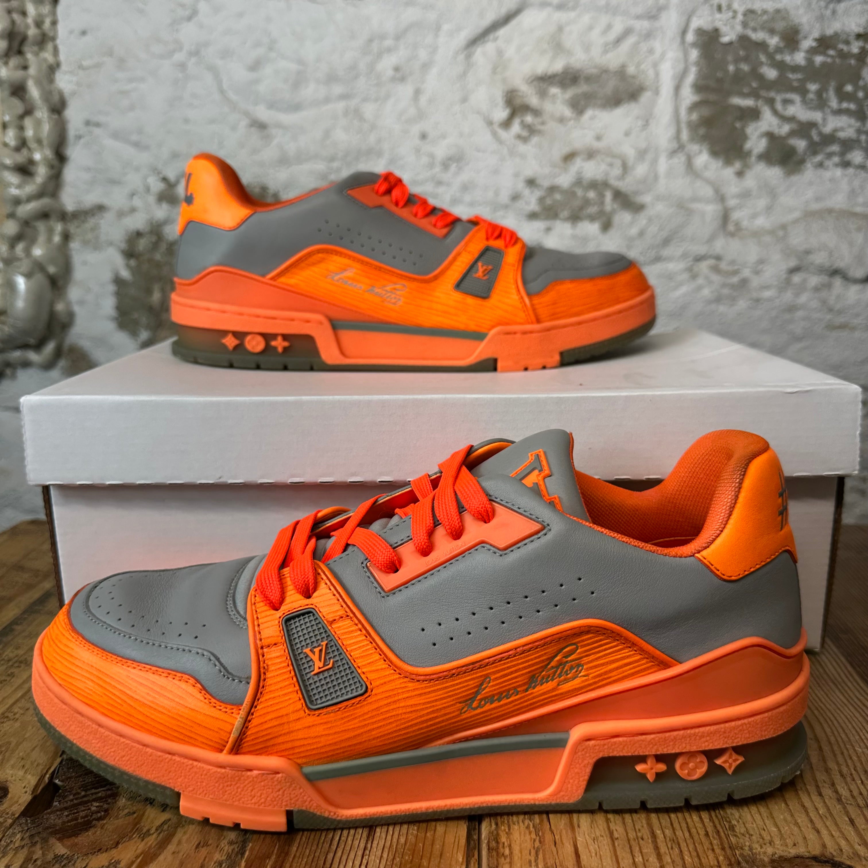 Louis Vuitton Grey Orange Trainer Sneaker Sz 10 (8.5LV)