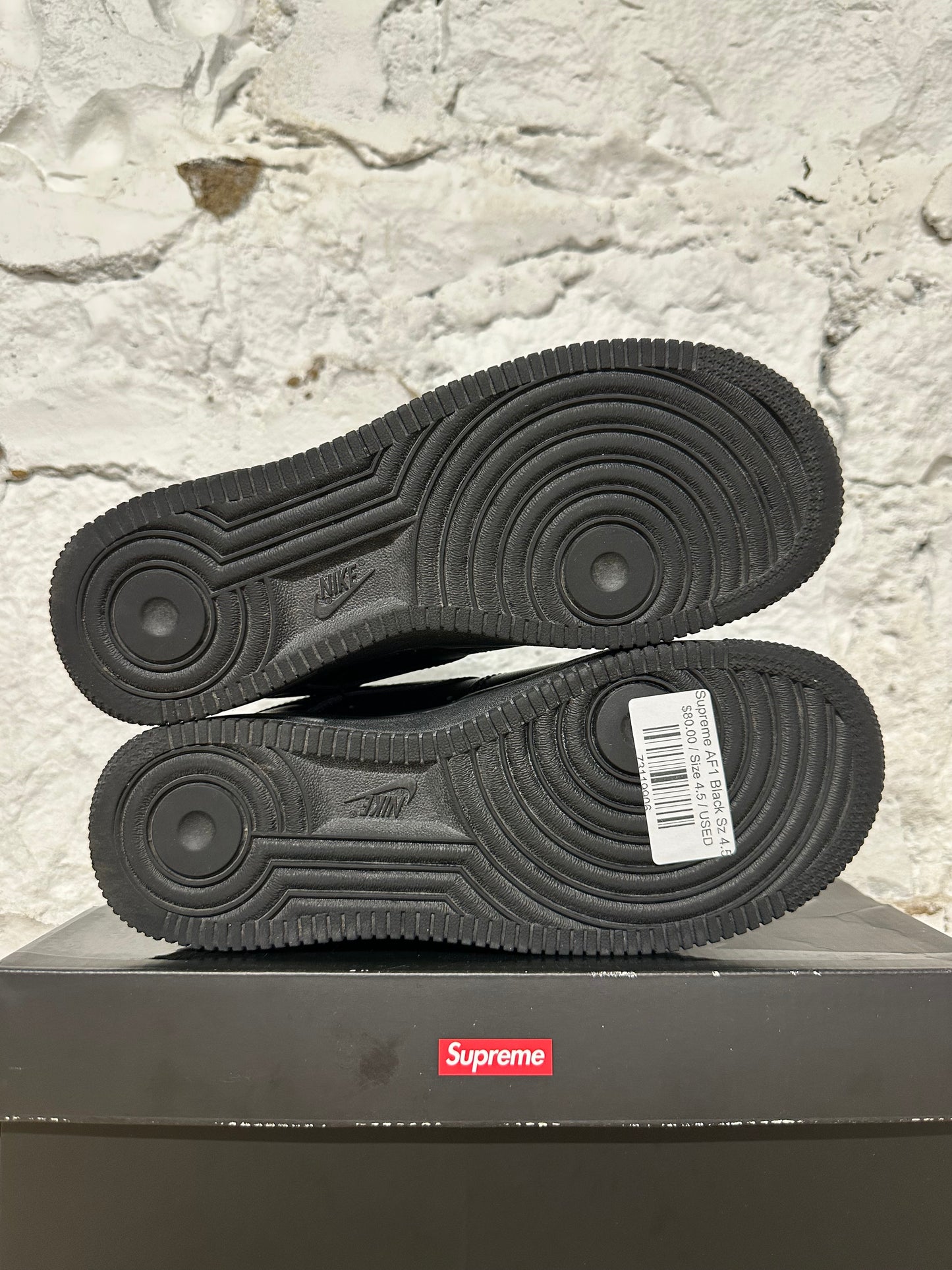 Nike Air Force 1 Low Supreme Black Sz 4.5