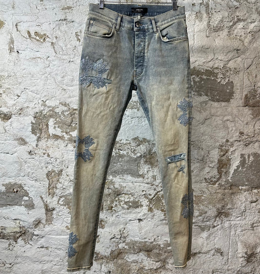 Amiri MA Light Blue Circle Blue Denim Jeans Sz 31