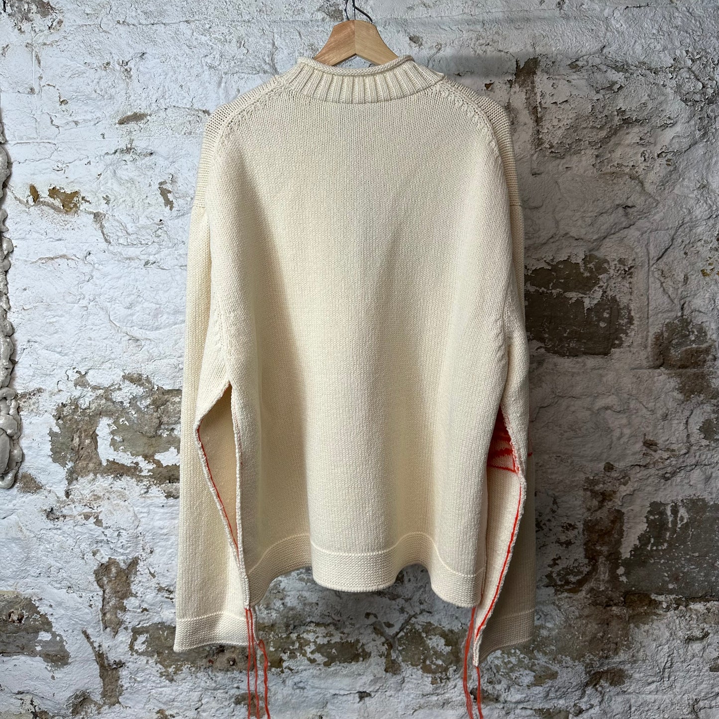 Dior Orange Astero Logo Knit Sweater Cream Sz XL