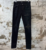 Amiri MX1 Camo Patch Black Denim Jeans Sz 31