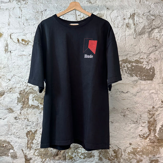 Rhude Red Logo T-shirt Black Sz XL